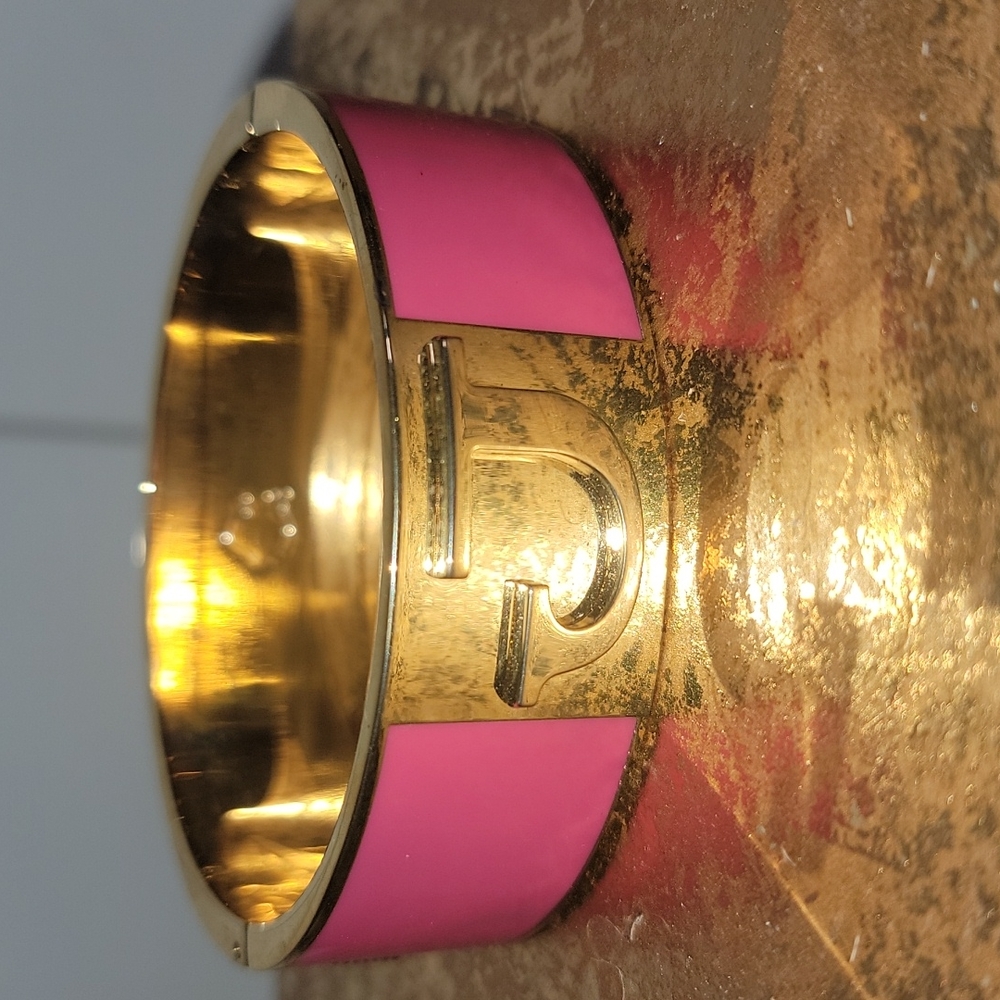 C. Wonder Enamel Initial "J" Hinged Cuff Bangle B… - image 1